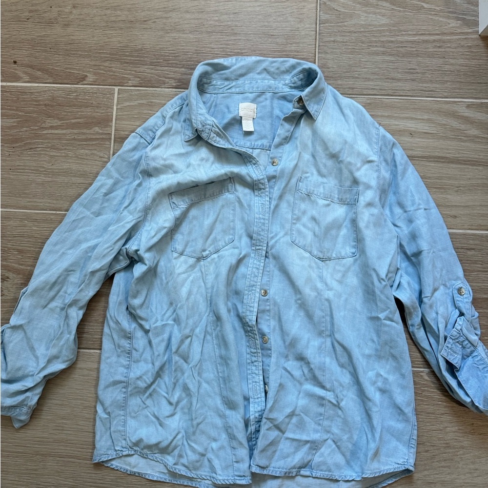 Chico's Sky Blue Button-Up Shirt